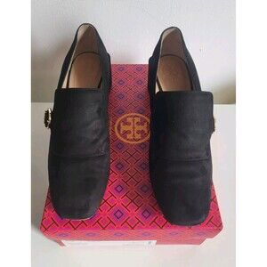 Tory Burch Tess Suede Block Heel Leather Sole Women's Loafer Shoes Size 8.5M